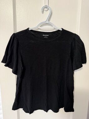 Old Navy Black Flutter-Sleeve Cotton Tee